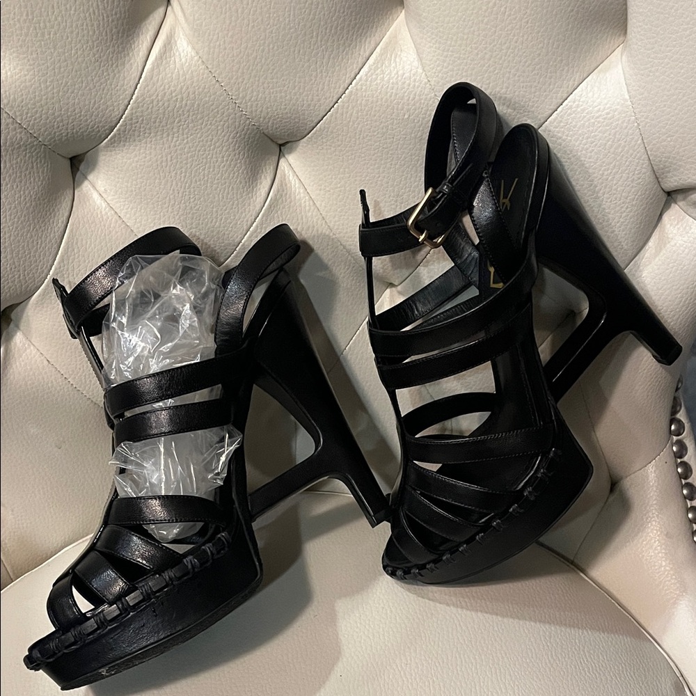 YSL Yves Saint Laurent Black Multi-Strap 105 Heel Sandals Essentiel 8.5 EU 39.5 - Picture 3 of 12